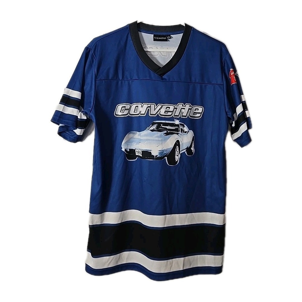Chemistry Blue 1976‎ Corvette SS  Jersey  Size Small , Blue, Black, Grey